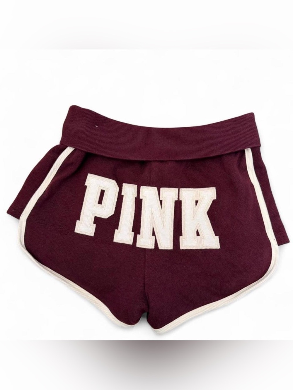 PINK Victoria's Secret Maroon Shorts with Cream Trim